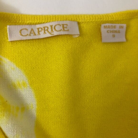 Caprice Yellow Sweater hook and eye front teardrop beading preppy coastal beachy - Picture 6 of 6